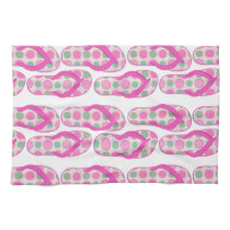Pink polka dotted flip flop kitchen towel