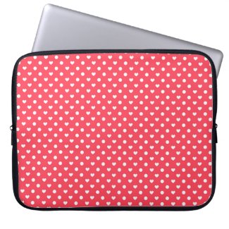 Pink Polka hearts Laptop Computer Sleeve