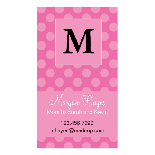 Pink Polka Mommy Card Business Cards (front side)