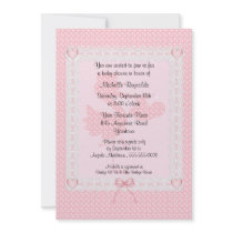 Pink Polkadot Stork Baby Shower Invitation