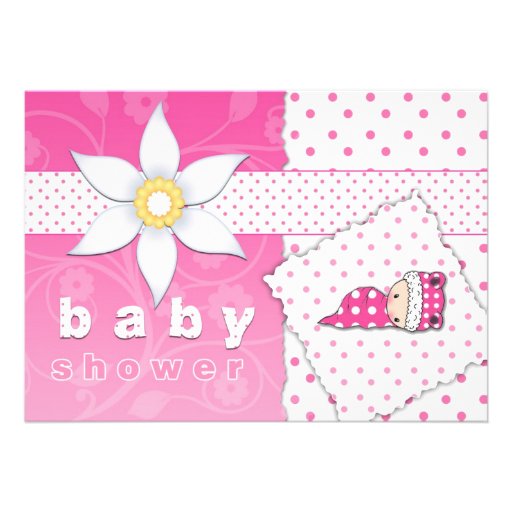 Pink Polkadots and Cuteness Baby Shower Invitation