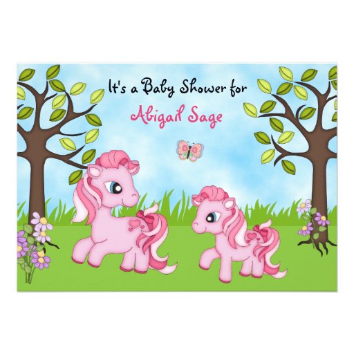 Pink Ponies Horse Baby Shower Invites ~ Girls