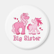 Pink Ponys Big Sister Refrigerator Magnet