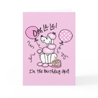 Pink Poodle Birthday cards
