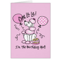 Pink Poodle Birthday Cards