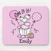 Pink Poodle Birthday Custom Mousepad