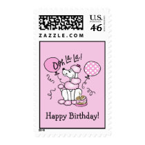 Pink Poodle Birthday Custom Stamp