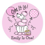 Pink Poodle Birthday Custom Sticker