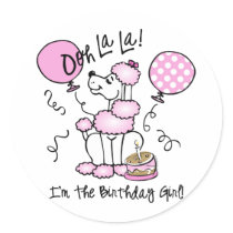 Pink Poodle Birthday stickers by pinkinkart Pink Poodle Birthday stickers
