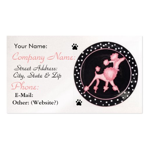 Pink Poodle Business Profile Card Business Card Template (front side)
