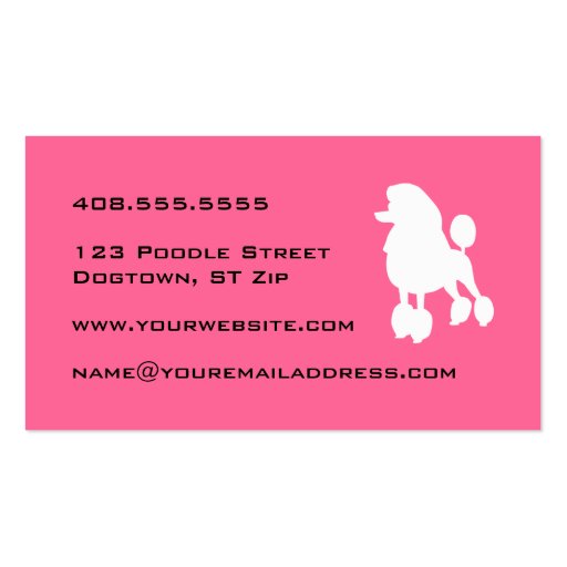 Pink Poodle Dog Groomer Business Card (back side)