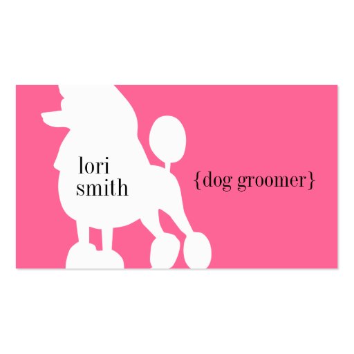 Pink Poodle Dog Groomer Business Card
