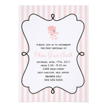 Pink Poodle in Paris Birthday Announcements
