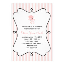 Pink Poodle in Paris Birthday Invitations