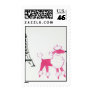 Pink poodle in Paris Stamp
