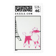 Pink poodle in Paris stamp