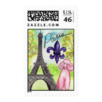 Pink Poodle in Paris Stamps