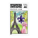 Pink Poodle in Paris Stamps