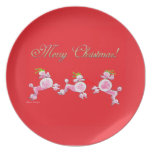Pink Poodle Merry Christmas Plate