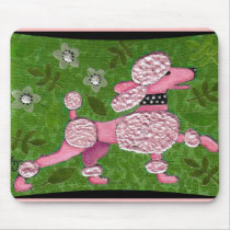 PINK POODLE PARADE - playful poodle mousepad