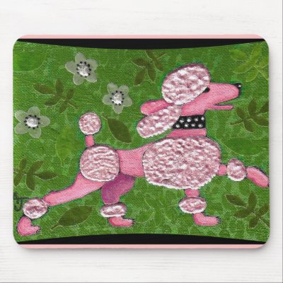 Pink Poodle Parade - Playful Poodle Mousepad