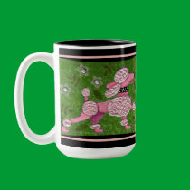 PINK POODLE PARADE - playful poodle mug by folkartblonde PINK POODLE PARADE - playful poodle mug