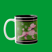 PINK POODLE PARADE - playful poodle mug mugs