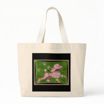 PINK POODLE PARADE - playful tote bag by folkartblonde PINK POODLE PARADE - playful tote bag