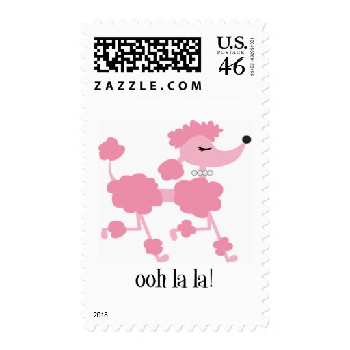 pink poodle postage stamp