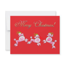 Pink Poodle Retro Merry Christmas Card Invitation by greerdesign Pink Poodle Retro Merry Christmas Card Invitation