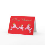 Pink Poodle Retro Merry Christmas Greeting Cards