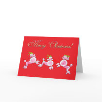 Pink Poodle Retro Merry Christmas Greeting Cards by greerdesign Pink Poodle Retro Merry Christmas Greeting Cards