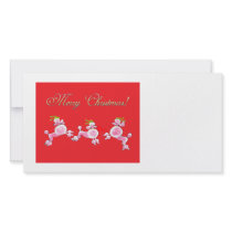 Pink Poodle Retro Merry Christmas Photo Card