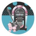 Pink Poodle Rock and Roll stickers by mousearte Pink Poodle Rock and Roll stickers