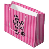 Pink Poodle Stripe Gift Bag Large Gift Bag