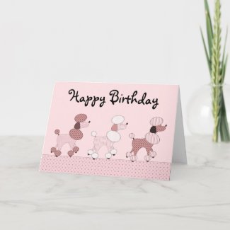 Pink Poodles On Parade Card card