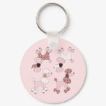 Pink Poodles On Parade Keychain