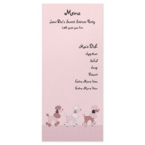 Pink Poodles On Parade Menu Card rack cards