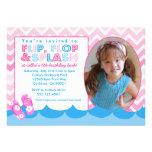 Pink Pool Swim Party Birthday invitation Swimming