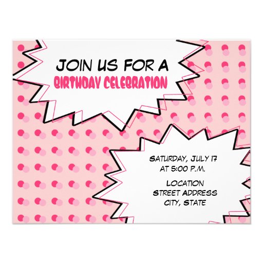 Pink Pop Art Birthday Party Invitation