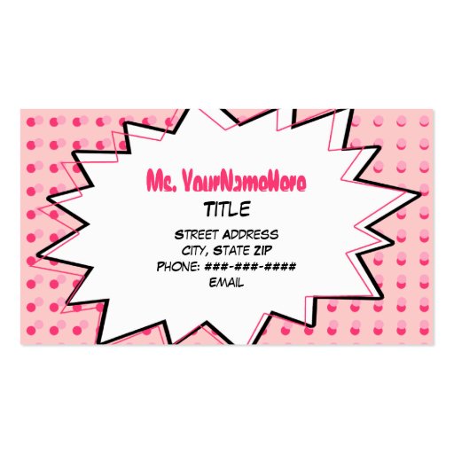 Pink Pop Art Business Card (front side)
