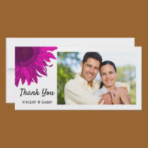 Pink Pop Art Sunflower Thank You photo cards