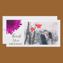 Pink Pop Art Sunflower Thank You photo cards