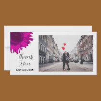 Pink Pop Art Sunflower Thank You photo cards
