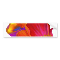 Pink Poppy Flower Butterfly - Multi bumper stickers