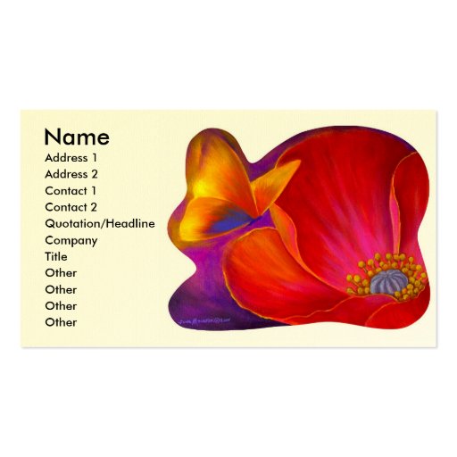 Pink Poppy Flower Butterfly - Multi Business Card Templates (front side)