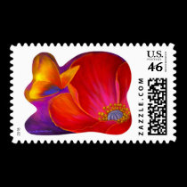 Pink Poppy Flower Butterfly - Multi postage