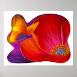 Pink Poppy Flower Butterfly - Multi Print