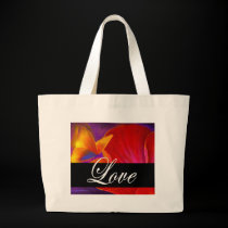 Pink Poppy Flower Butterfly Painting - Multi bags