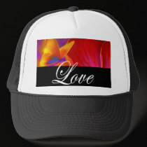 Pink Poppy Flower Butterfly Painting - Multi hats